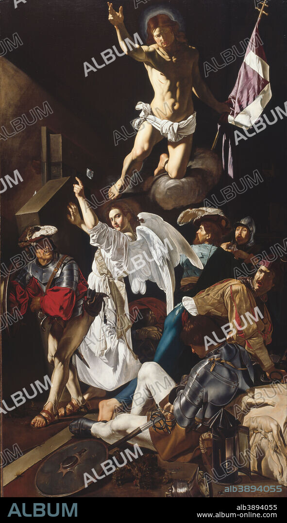 FRANCESCO BUONERI, CALLED CECCO DEL CARAVAGGIO. The Resurrection. Date/Period: From 1619 until 1920. Painting. Oil on canvas. Height: 3,391 mm (11.12 ft); Width: 1,995 mm (78.54 in).