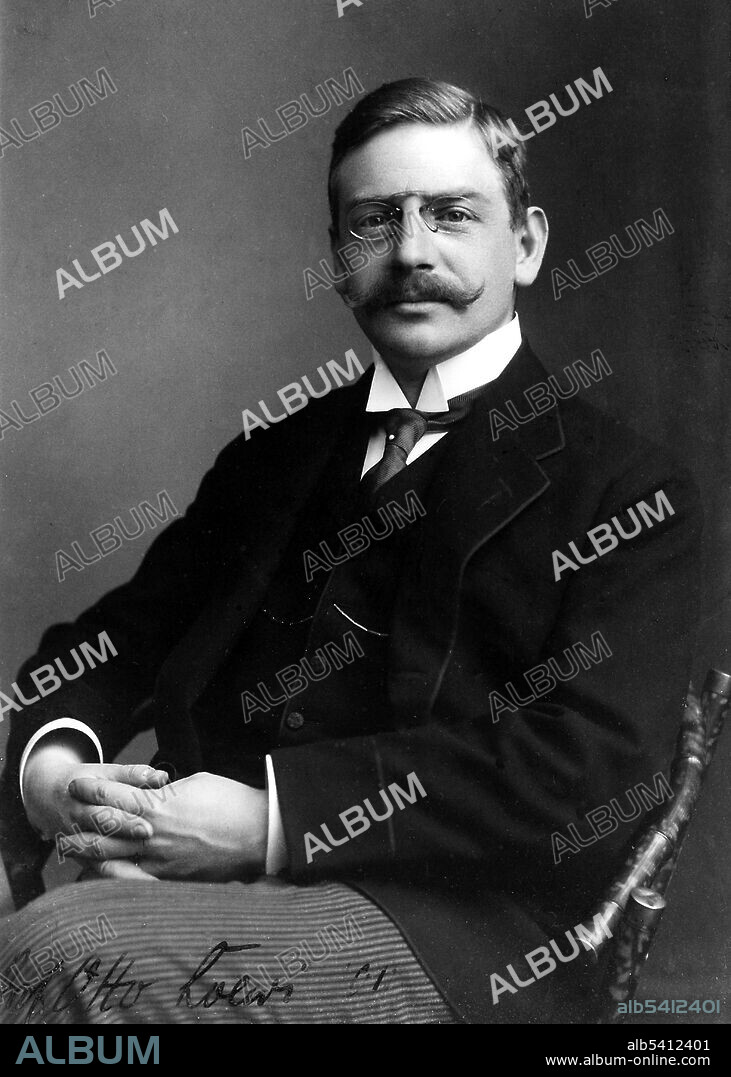 Otto Loewi (June 3, 1873 - December 25, 1961) was a German-American pharmacologist, often called the "father of neuroscience." His first studies were in the field of metabolism where he proved that animals are able to rebuild their proteins from their degradation products, the amino acids, an essential discovery with regard to nutrition. He investigated how vital organs respond to chemical and electrical stimulation. He also established their relative dependence on epinephrine for proper function. Consequently, he learnt how nerve impulses are transmitted by chemical messengers. The first chemical neurotransmitter that he identified was acetylcholine. For this discovery he was awarded the Nobel Prize in Physiology or Medicine in 1936 which he shared with Henry Dale. When the Germans invaded Austria, in 1938, Loewi arrested and then released on condition that he voluntarily relinquish all his possessions to the Nazis. He moved to the US in 1940, where he became a research professor at the New York University College of Medicine. In 1946, he became a naturalized citizen of the United States. He died in 1961 at the age of 88. No photographer credited, undated.