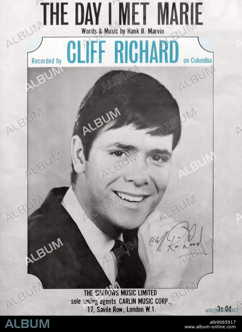 Signed record cover Cliff Richard's 'The Day I Met Marie'. Cliff Richard (1940-) a British pop singer, musician, performer, actor and philanthropist.