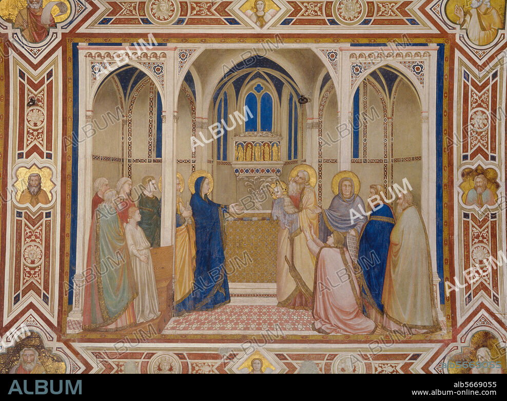 Giotto di Bondone ; v. 1266-1337, atelier de. "La Présentation au Temple". Fresque, v. 1315-20. Assise, San Francesco (église inférieure, transept ouest, mur nord).