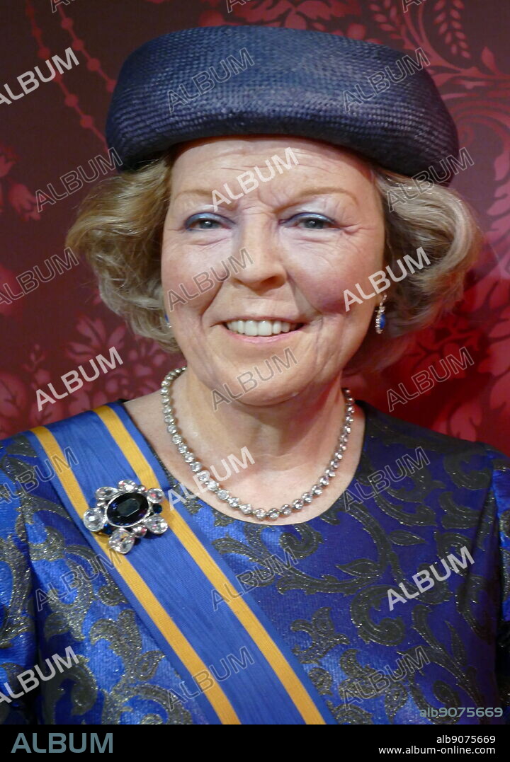 Waxwork statue of Princess Beatrix of the Netherlands. Beatrix was born 31 January 1938. She is a member of the Dutch Royal House who reigned as Queen of the Netherlands from 30 April 1980 until her abdication on 30 April 2013.