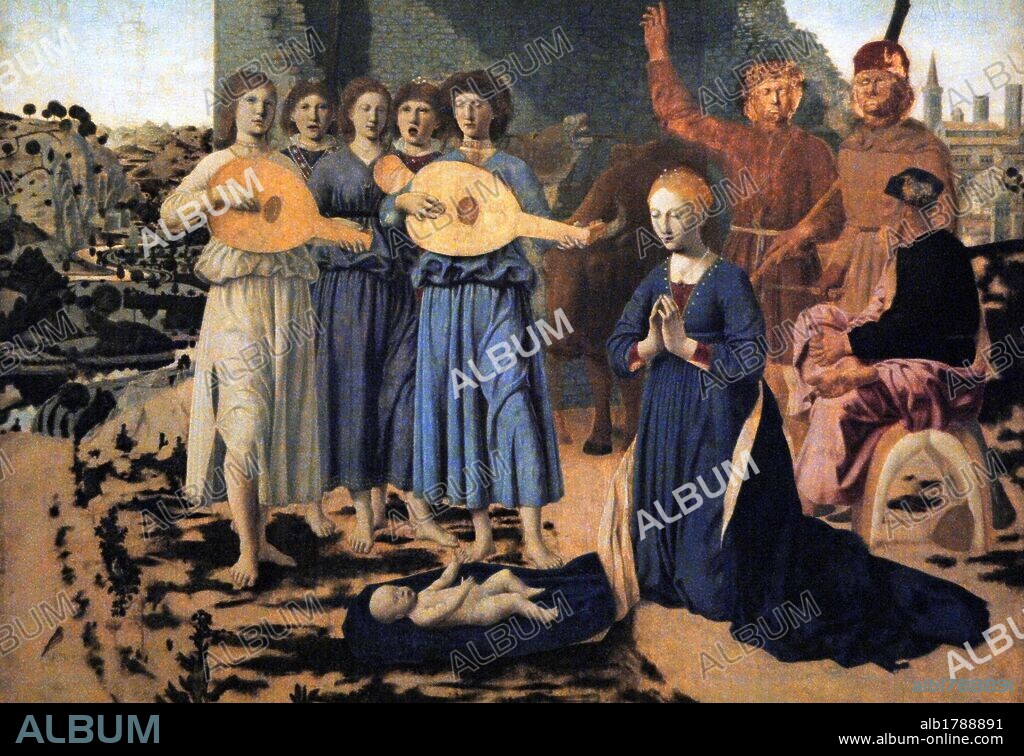 Renaissance Art. Italy. 15th century. Piero della Francesca (c.1420-1492). Italian painter. The Nativity, 1470-75.  Tempera on panel. National Gallery. London. England. UK.