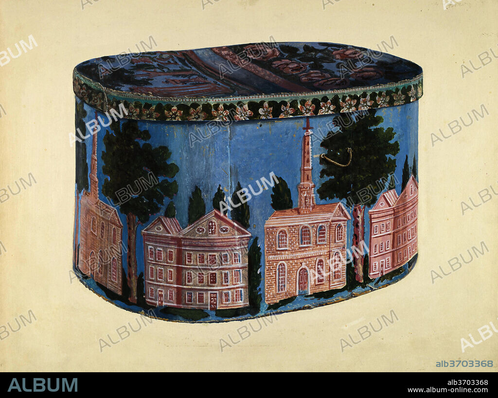AMERICAN 20TH CENTURY. Bandbox. Dated: 1935/1942. Dimensions: overall: 30.5 x 40.6 cm (12 x 16 in.). Medium: watercolor, gouache, and graphite on paperboard.
