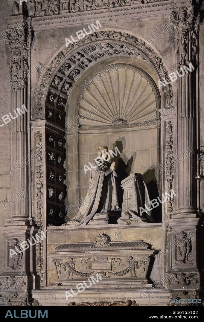 CANO ANTONIO / JIMENEZ CARMEN. SEPULCRO DE ALFONSO X EL SABIO EN LA CAPILLA REAL DE LA CATEDRAL DE SEVILLA - SIGLO XVI - ESTATUA ORANTE DE ALFONSO X REALIZADA EN 1948.