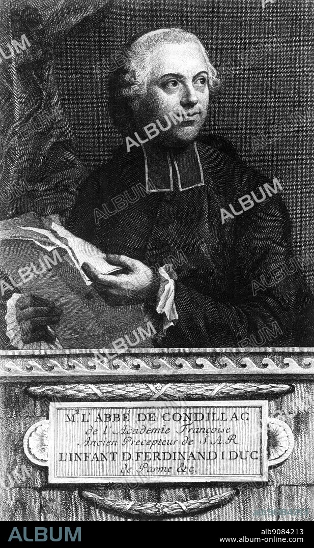 Etienne Bonnet de Condillac engraving (September 30, 1715 - August 3, 1780) was a French philosopher.