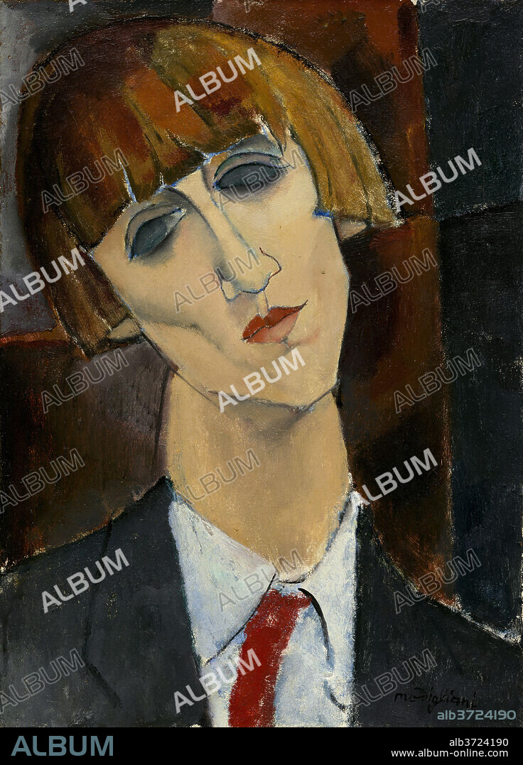 AMEDEO MODIGLIANI. Madame Kisling. Dated: c. 1917. Dimensions: overall: 46.2 x 33.2 cm (18 3/16 x 13 1/16 in.)  framed: 62.8 x 50.4 x 6.9 cm (24 3/4 x 19 13/16 x 2 11/16 in.). Medium: oil on canvas.