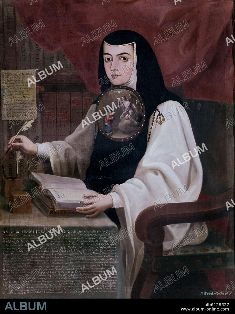 ANDRES DE ISLAS (?-1775). SOR JUANA INES DE LA CRUZ (COPIA DEL DE CABRERA) - PINTADO EN 1772 - MEXICO - 1,05x0,84.