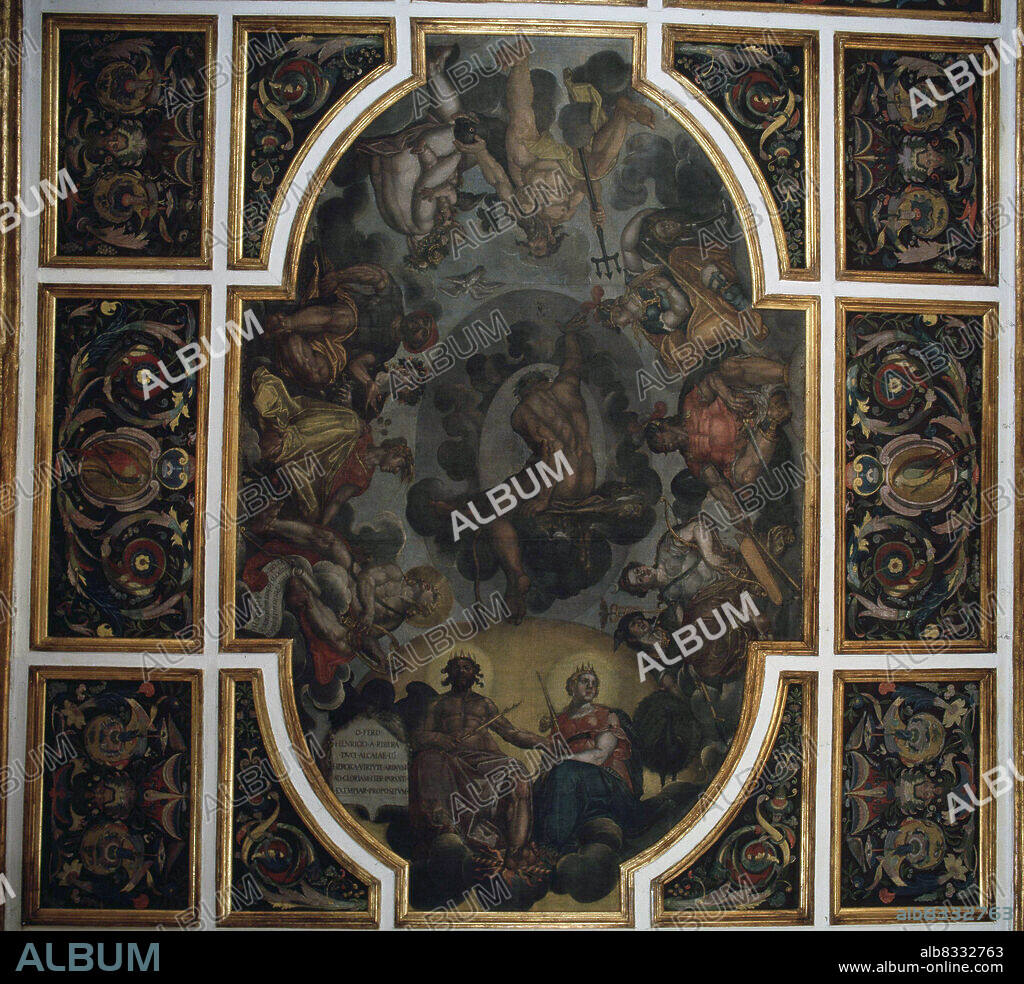 FRANCISCO PACHECO. PINTOR ESPAÑOL. SANLUCAR DE BARRAMEDA 1564-1654. PINTURA EN EL TECHO DEL SALON DEL SEGUNDO PISO DE LA CASA DE PILATOS EN SEVILLA.