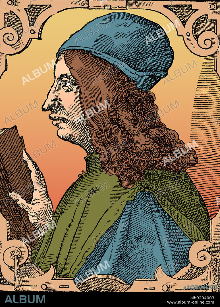 Giovanni Pico della Mirandola (1463-1494) was an Italian Renaissance philosopher who wrote the Oration on the Dignity of Man, a key text of Renaissance humanism. He was the founder of the tradition of Christian Kabbalah, a key tenet of early modern Western esotericism. His 900 Theses was the first printed book to be universally banned by the Church. Woodcut by Tobias Stimmer, 1589.