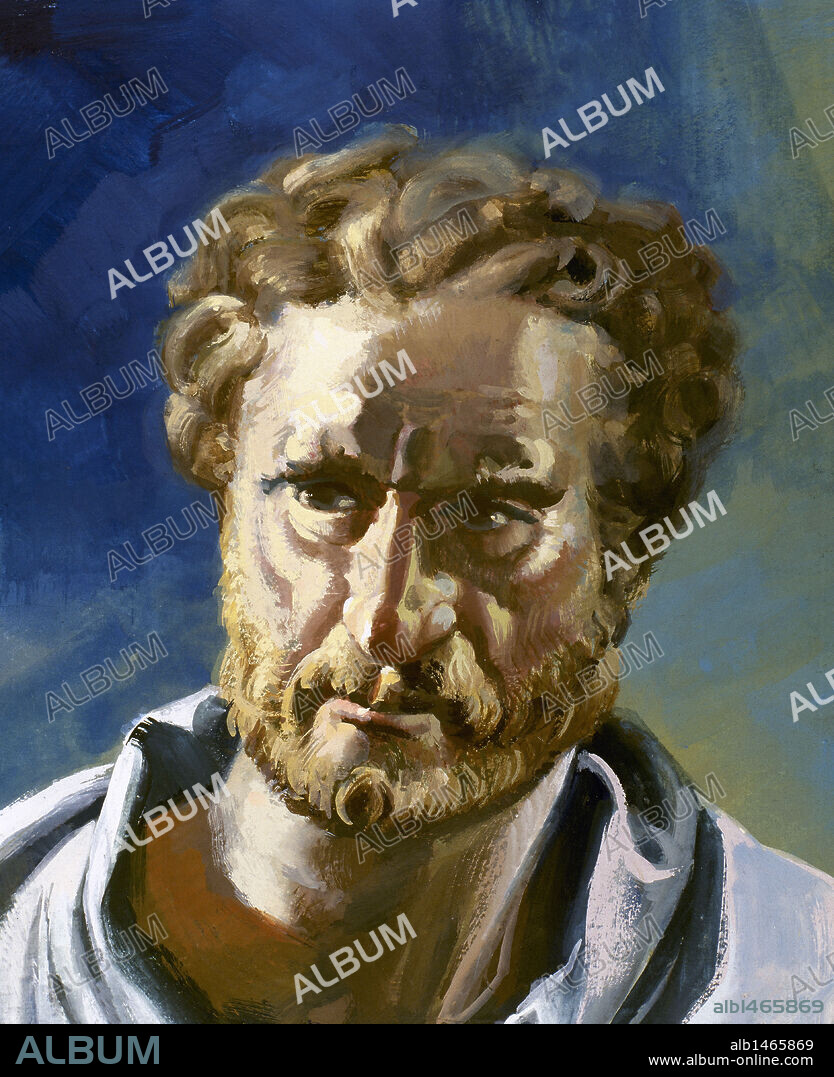 DEMOSTENES (Atenas, 384, Calauria 322 a. C). Político y orador ateniense. Denunció las ambiciones de Filipo de Macedonia (Primera Filípica, 351 a. C y las Olínticas, 349-348 a. C). Desterrado por corrupción en el 325 a. C volvió a Atenas tras la muerte de Alejandro Magno. Se envenenó cuando se hallaba refugiado en la isla de Calauria.