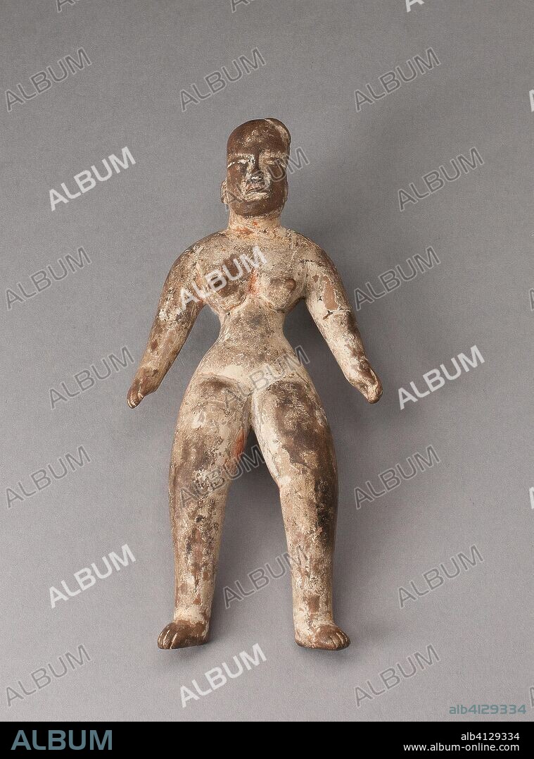 Standing Female Figure. Tlatilco, Preclassic period; Tlapacoya, Valley of Mexico, Mexico. Date: 1200 BC-600 BC. Dimensions: 19.1 × 8.6 cm (7 1/2 × 3 3/8 in.). Ceramic and pigment. Origin: Central Mexico.