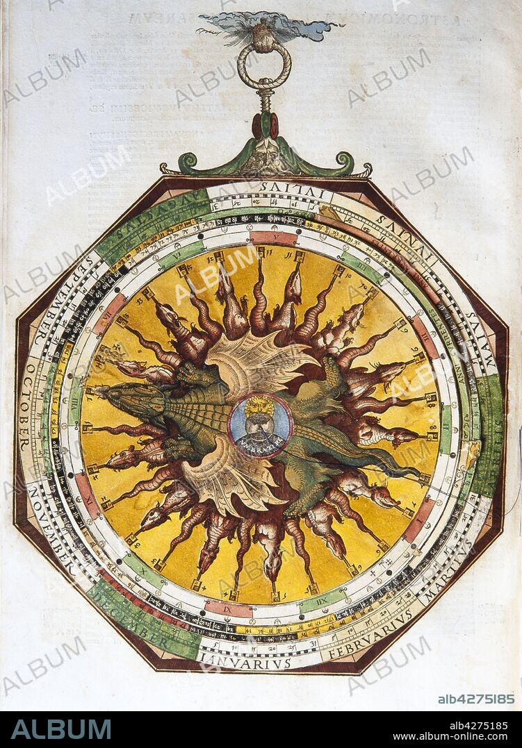 PEDRO APIANO. Petrus Apianus / Ilustración del 'Astronomicum Caesareum', 1540.