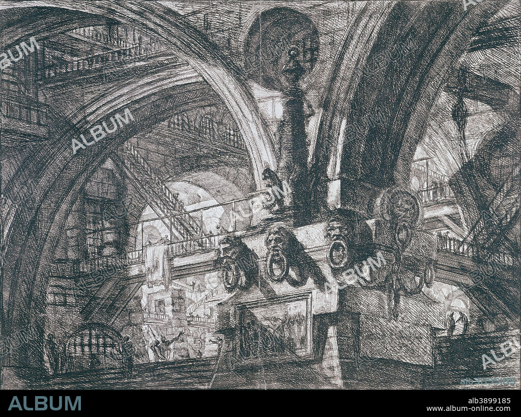 GIOVANNI BATTISTA PIRANESI. Prison. Date/Period: Ca. 1760. Engraving. Etching on paper. Height: 408 mm (16.06 in); Width: 543 mm (21.37 in).