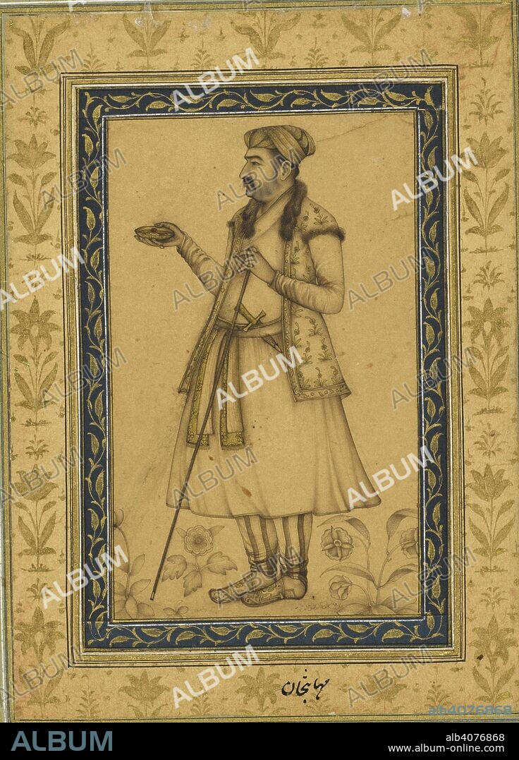 Mahabat Khan. Portrait. (died 1634). A prominent Mughal general and statesman. Total of 13 leaves separately mounted. Johnson collection. Undated in catalogue. 1600's ?. Source: J.2,10.