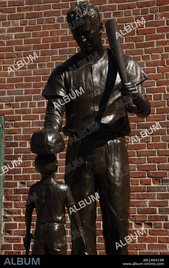 Theodore Samuel "Ted" Williams (1918- 2002). Nicknamed "The Kid". American professional baseball player and manager. Monument. Boston. Massachusetts. United States.