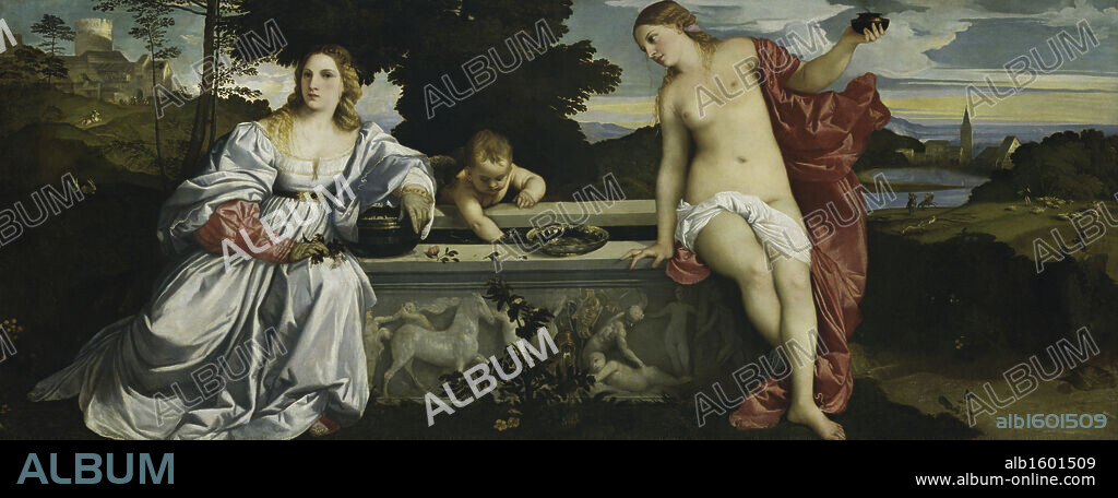 Sacred and Profane Love   Titian  (1477/89-1576/Venetian)  Galleria Borghese, Rome.