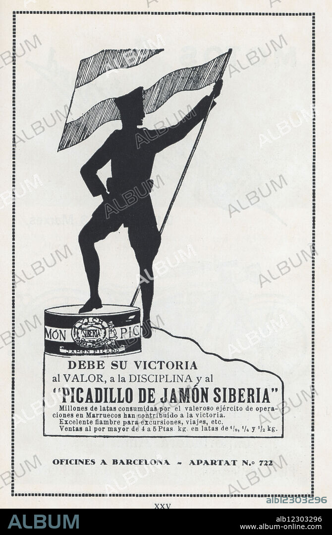 España. Siglo XX. Anuncio publicitario de Picadillo de Jamón Siberia. Barcelona, 1922.