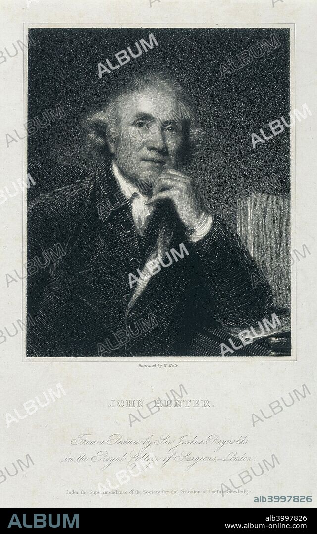 John Hunter, FRS, (c1850-c1870?). Portrait of the Scottish surgeon and anatomist. His unique series of lectures on the theory and practice of surgery attracted numerous students, including Edward Jenner, Astley Cooper, and John Abernethy, who would continue his methods.