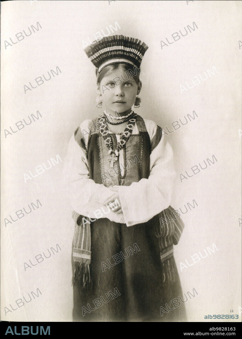 Young Russian woman in traditional cultural dress from South Russia, Tula province ca. 1900.