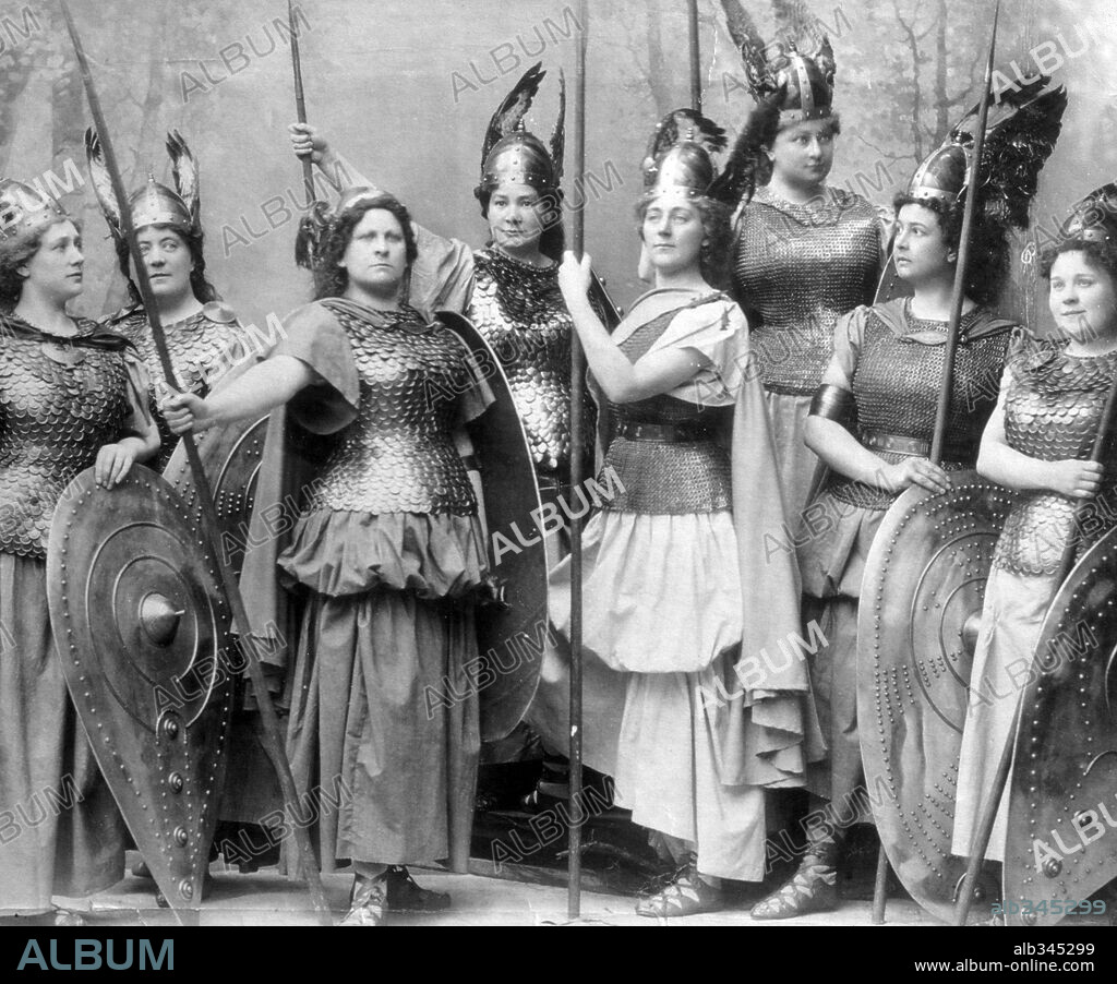 The Walkyrie from Wagner, photograph 1896 of female cast.