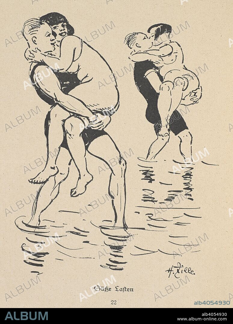 HEINRICH ZILLE. Couples bathing. Rund ums Freibad. Berlin: Eysler, c1926. Source: X.421/24549 page 22.