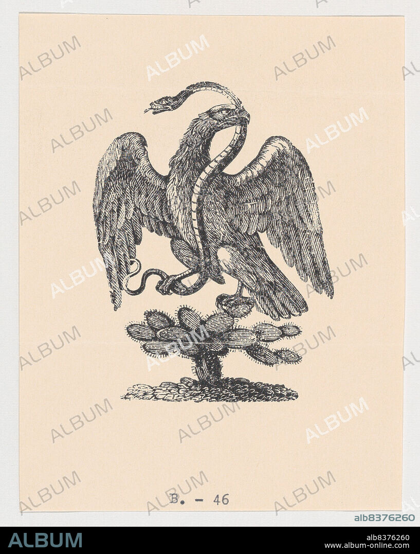 JOSE GUADALUPE POSADA and ANON. An eagle resting on a cactus holding a snake in its beak (from the Mexican coat of arms), ca 1900-1910.