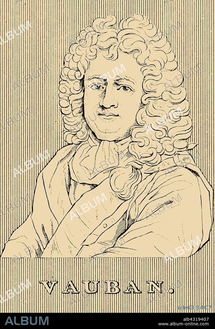 'Vauban', (1633-1707), 1830. Sebastien Le Prestre de Vauban (1633-1707) French military engineer during the reign of Louis XIV who innovated siege artillery and contributed to civilian infrastructure. From "Biographical Illustrations", by Alfred Howard. [Thomas Tegg, R. Griffin and Co., J. Cumming, London, Glasgow and Dublin, 1830].