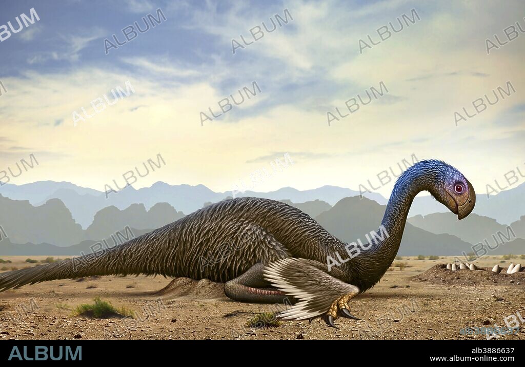Gigantoraptor, a genus of giant oviraptorosaurian theropod dinosaur from the Cretaceous Period.