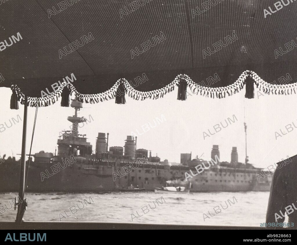 A Gloire class cruiser, seen from the Russian imperial yacht Standard. The ship is probably the French cruiser Condé, which visited Kronstadt in July 1912 with Prime Minister Poincare ca. July 1912.