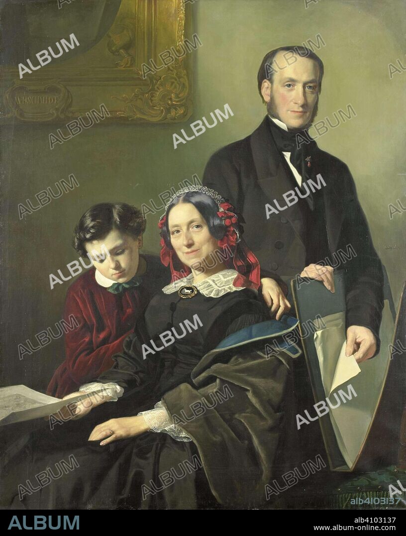 Mrs AJ Schmidt-Keizer, widow of the painter Willem Hendrik Schmidt (1809-49), the tutor of Jacob Spoel, with her brother JN Keizer and her ten-year-old son. Dating: 1858. Measurements: h 143.5 cm × w 115 cm; d 5.3 cm.