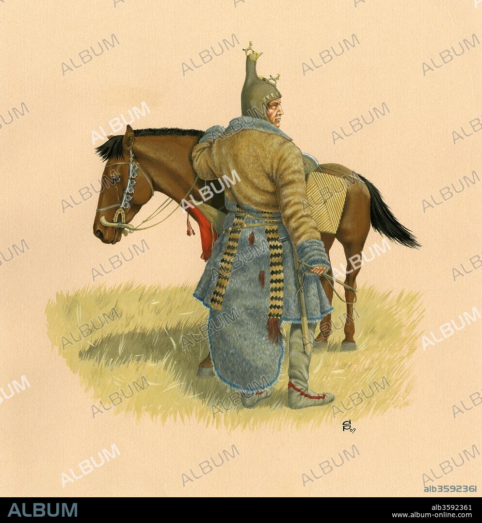 DMITRI VLADIMIROVICH POZDNYAKOV. Reconstruction of Scythian horseman based on the excavated finds from Olon-Kurin-Gol.