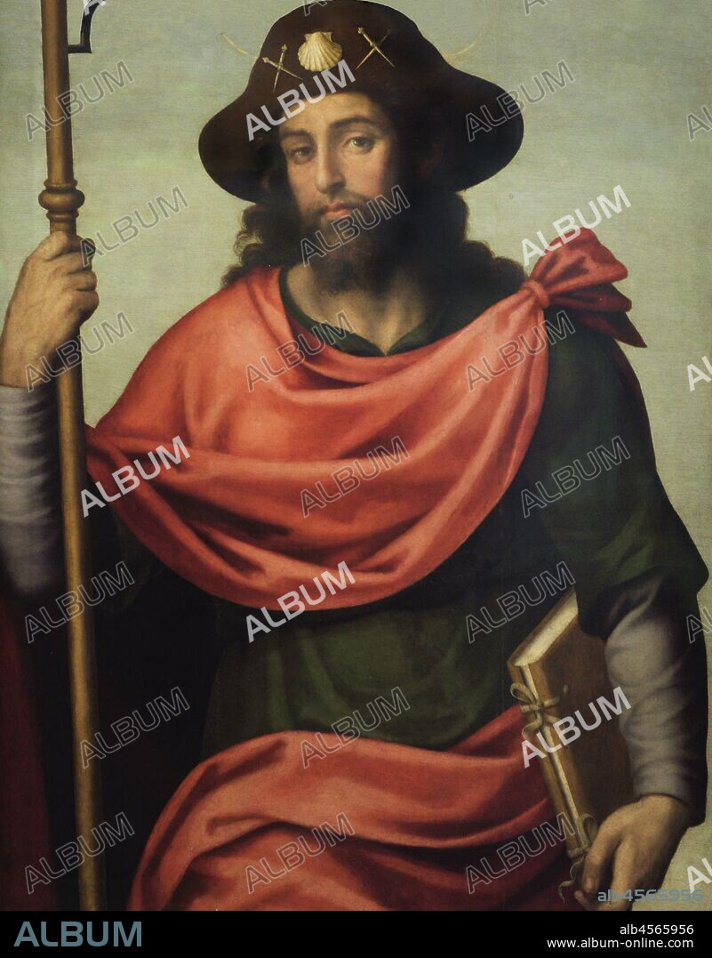 Santiago Peregrino. Pintura de Juan de Juanes (h.1523-1579),1560-1570. Óleo sobre tabla. Iglesia del Convento de la Corona de Jesús de los Religiosos Recoletos (Valencia). Museo de las Peregrinaciones y de Santiago. Santiago de Compostela. Provincia de La Coruña. Galicia. España.