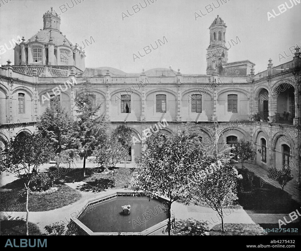 'The Old San Hipolito Convent, City of Mexico', c1897. Convent dating from the 16th century,  founded by Hernan Cortes and his companions. From "A Tour Through the New World America", by Prof. Geo. R. Cromwell. [C. N. Greig & Co., London, c1897].