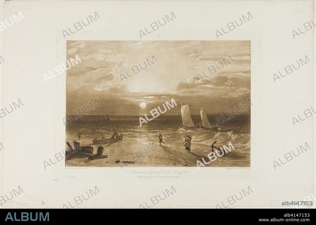 The Mildmay Sea-Piece, plate 40 from Liber Studiorum. Joseph Mallord William Turner (English, 1775-1851); engraved by W. Annis and I.C. Easling. Date: 1812. Dimensions: 181 × 263 mm (image); 210.5 × 292 mm (plate); 293.5 × 443 mm (sheet). Etching and engraving in brown on ivory wove paper. Origin: England.