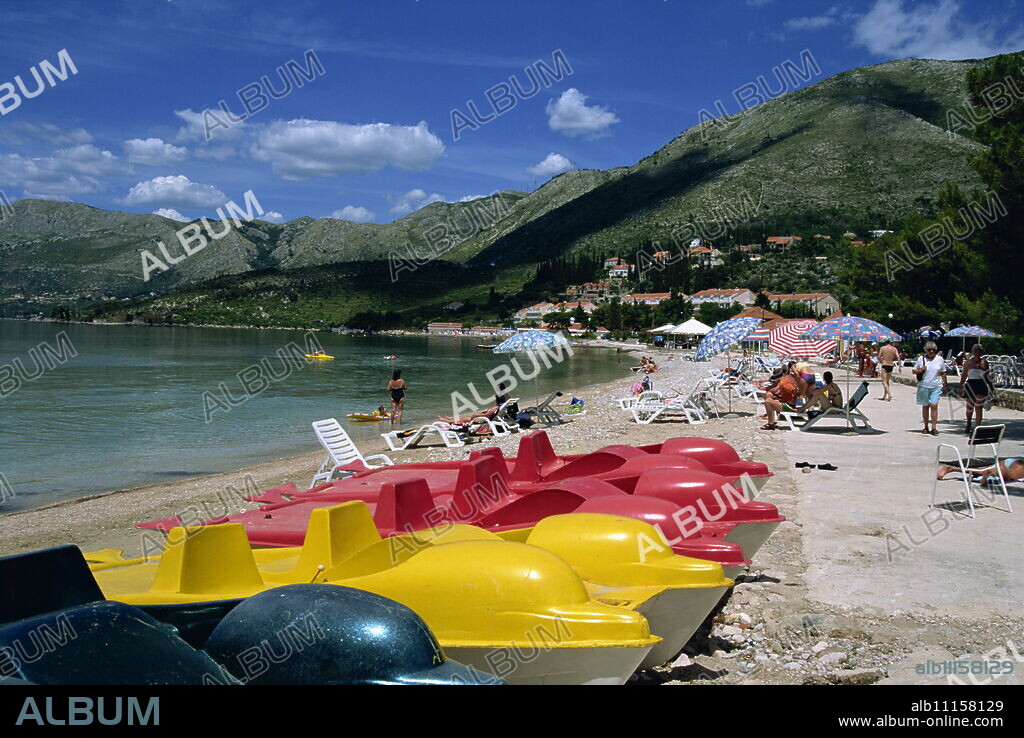 Beach, Cavtat, Croatia, Europe.