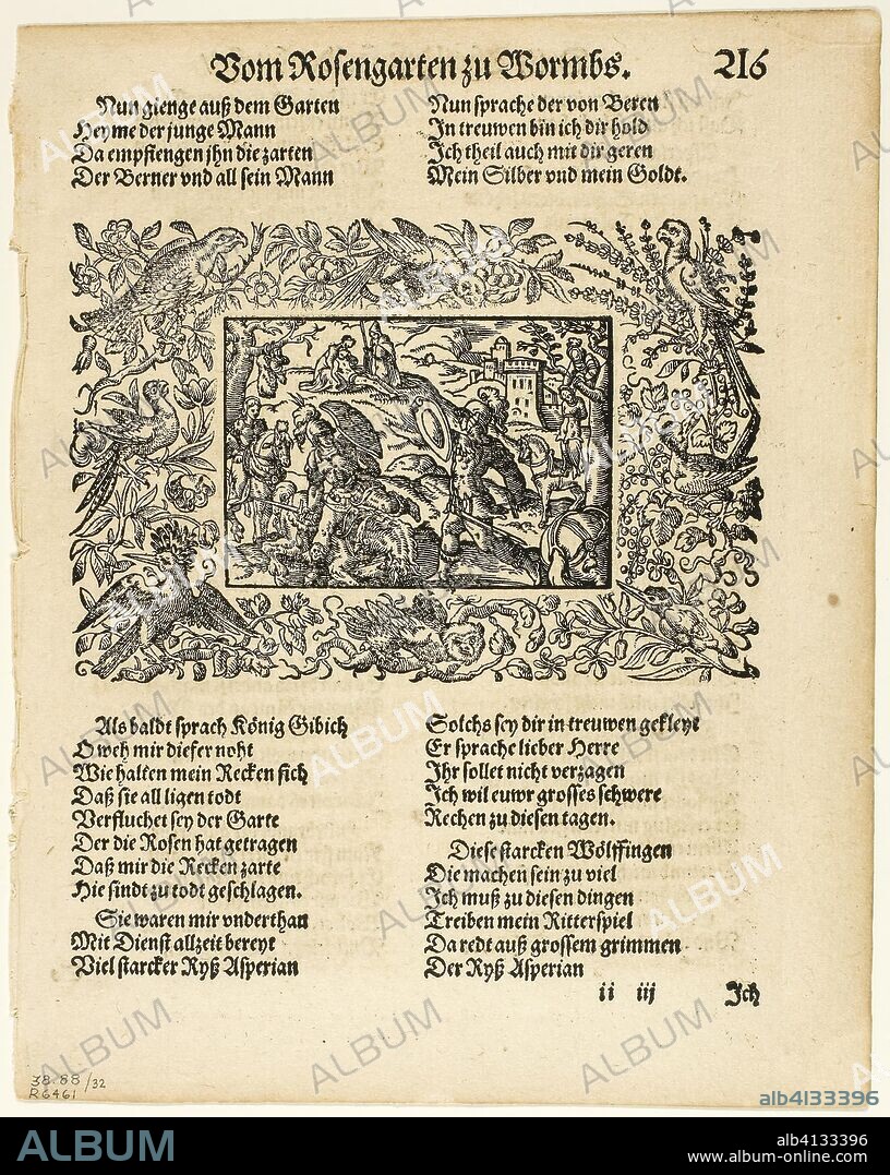 THE ELDER VIRGILIUS SOLIS. Illustration from Heldenbuch, plate 32 from Woodcuts from Books of the XVI Century. Virgil Solis, the elder (German, 1514-1562) and Jost Amman (Swiss, 1539-1591); assembled by Max Geisberg (Swiss, 1875-1943). Date: 1590. Dimensions: 92 × 137 mm (image); 190 × 139 mm (image/te×t); 217 × 172 mm (sheet). Woodcut on paper. Origin: Germany.