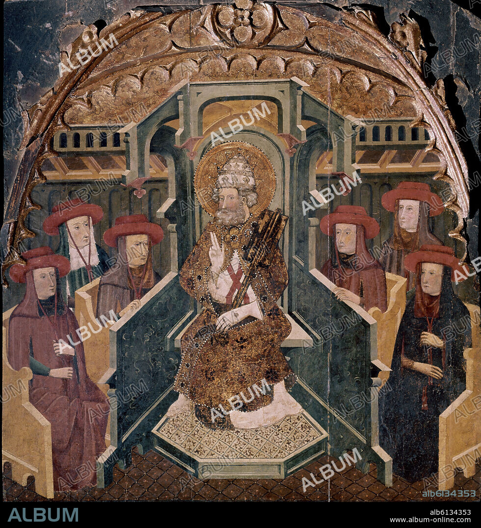 SAN PEDRO EN CATEDRA- GOTICO CATALAN - SIGLO XV-PINTURA SOBRE TABLA.