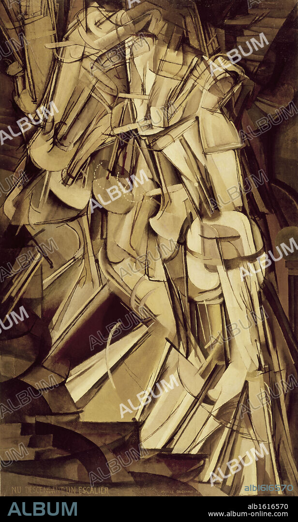 Nude descending staircase number 2 by Marcel Duchamp, oil on canvas, 1912, 1887-1968, USA, Pennsylvania, Philadelphia Museum of Art.
