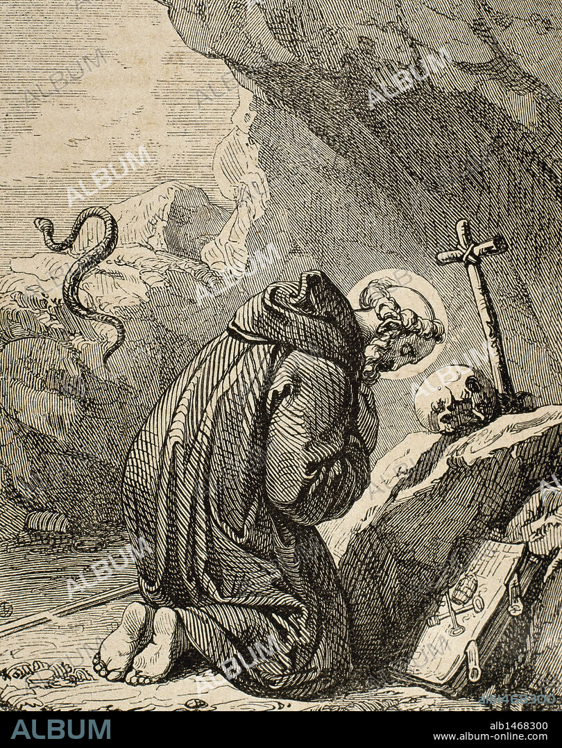 St. Celestine V (1215-1296). Italian Pope (1294), born Pietro Angelerio, also knowns as Pietro da Morrone. Engraving by Capuz.