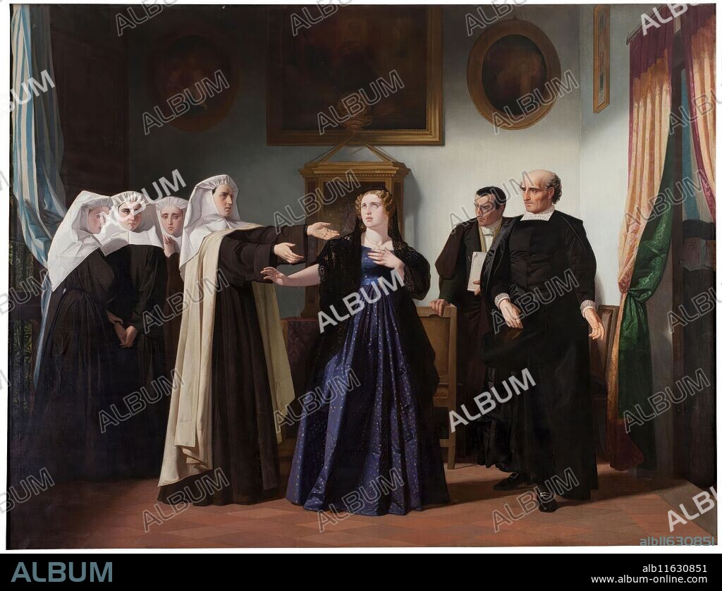 ISIDORO SANTOS LOZANO SIRGO and ISIDORO LOZANO. Isidoro Lozano / 'Mariana de Pineda saying goodbye to the lay sisters of Santa María Egipciaca, in whose sanctuary she was imprisoned before going to the chapel'. 1862. Oil on canvas.