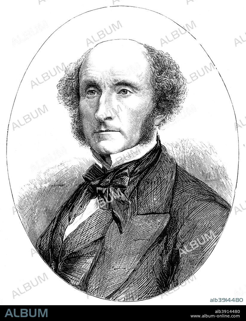 John Stuart Mill (1806-1873), British social reformer and philosopher. An advocate of utilitarianism, Mill was probably the most influential liberal thinker of the 19th century. A Liberal Member of Parliament, he campaigned for women's rights extension of suffrage, proportional representation in elections and reform of British rule in Ireland. Illustration from The Life & Times of Queen Victoria, by Robert Wilson, Vol III.