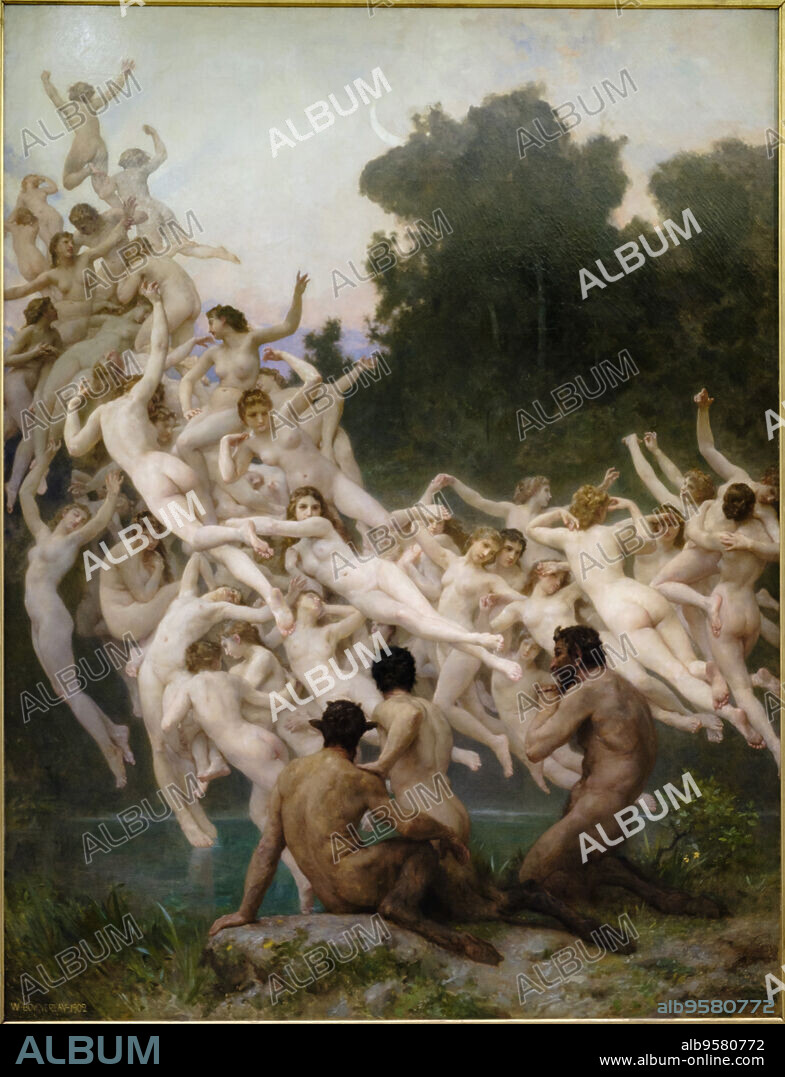William Bouguereau (1825-1905), . Las Oreadas, . 1902, . Óleo sobre lienzo, Museo de Orsay, Ministerio de Cultura y Comunicación Francés, Paris, France,Western Europe.