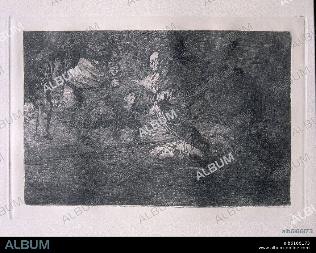 FRANCISCO DE GOYA. LOS DISPARATES O LOS PROVERBIOS (1815-1823) - DISPARATE 18 - DISPARATE FUNEBRE - AGUAFUERTE Y AGUATINTA BRUÑIDA Y BURIL - 244 x 358 mm.