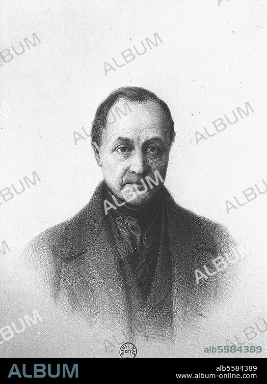 COUDION (GRAFIKER). Comte, Auguste French philosopher, Montpellier 19.1.1798 - Paris 5.9.1857. Portrait. Lithograph, contemporary, by Coudion. Paris, Bibliothèque Nationale.