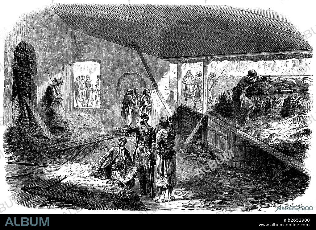 Revolución mejicana. Ocupación de Puebla por las tropas francesas. Grabado de 1863.