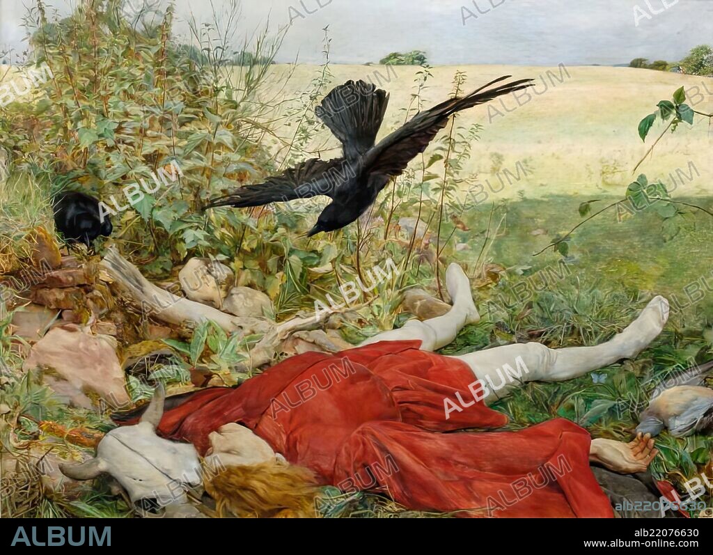 CAMPBELL LINDSAY SMITH. The Twa Corbies, 1901. The subject of this painting is taken from an anonymous Scottish poem.