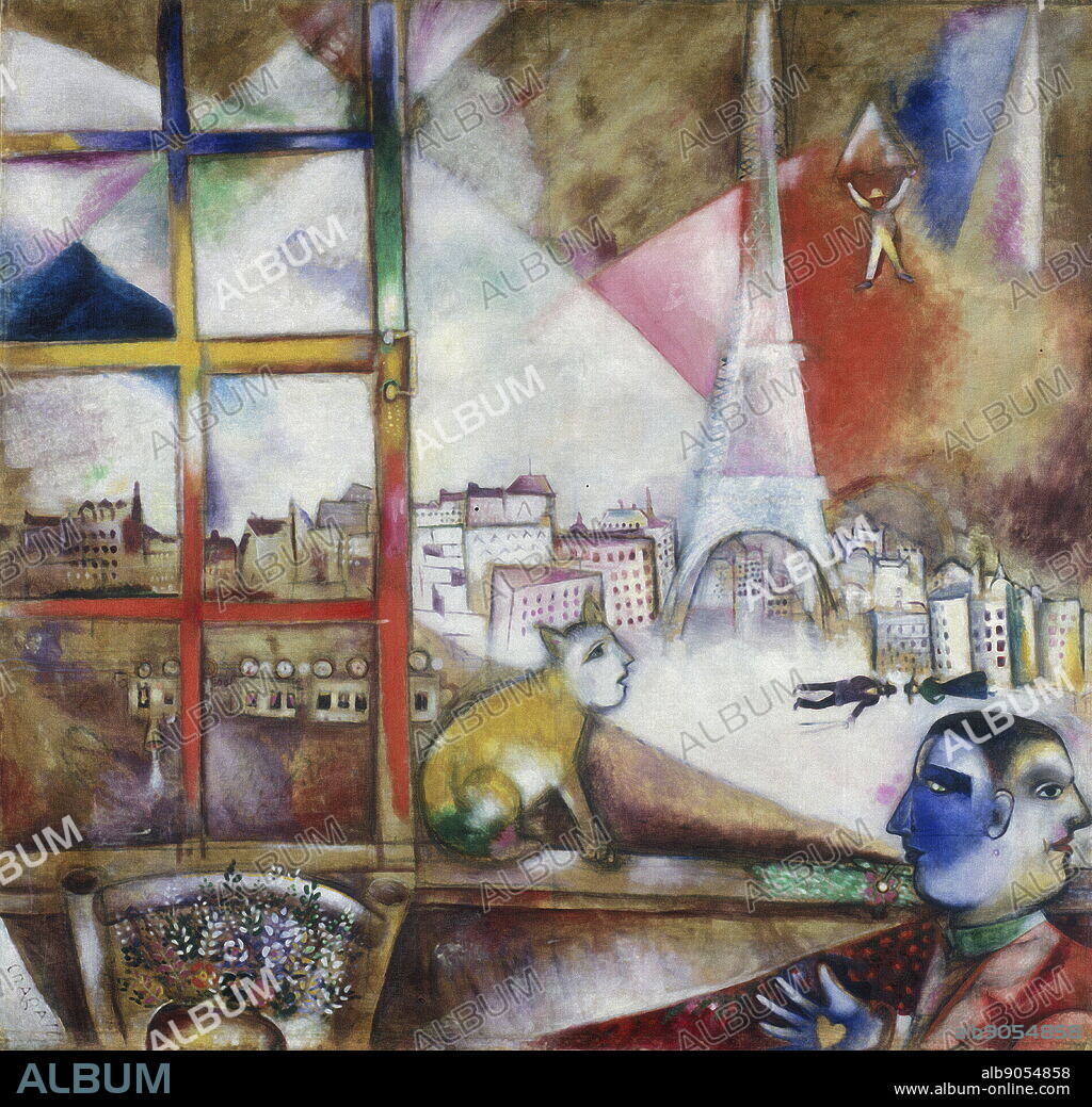 Paris Through the Window (1928) by Marc Chagall (1887 - 1985); Russian-French artist of Belarusian Jewish artist.