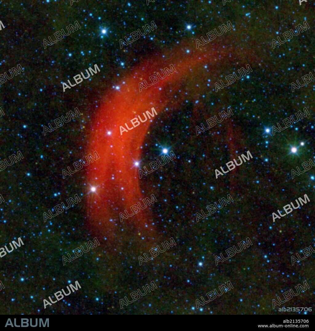 NASA's WISE captured this image of the star Alpha Camelopardalis speeding through the sky. The supergiant star Alpha Cam is the bright star in the middle of this image. (Photo by: Universal History Archive/UIG via Getty Images).