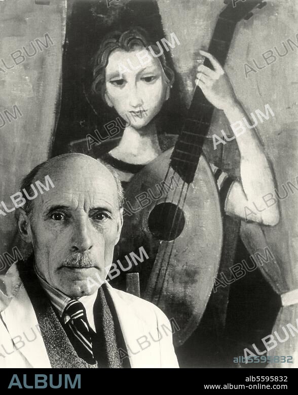 KARL HOFER. Hofer, Karl Maler, Karlsruhe 11.10.1878 - Berlin 3.4.1955. Porträtaufnahme im Atelier, um 1950.