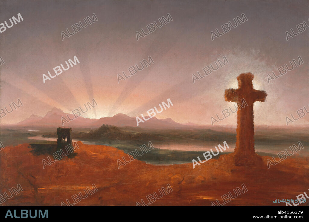 Thomas Cole (Boulton-le-Moors, 1801-Catskill, 1848). Cruz al atardecer (hacia 1848). Óleo sobre lienzo. 81,8 x 122,4 cm.